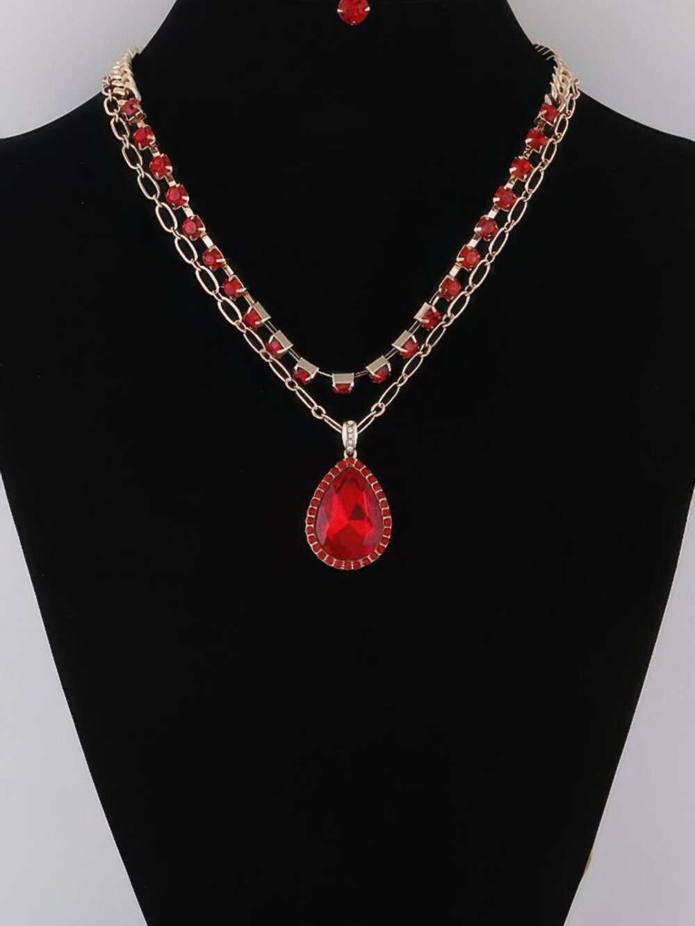 Jeweled Teardrop Pendant Necklace